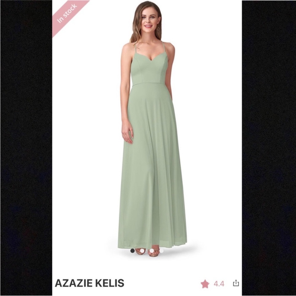 Azazie Kelis Bridesmaid Dress Dusty Sage Green Size 4/A4
